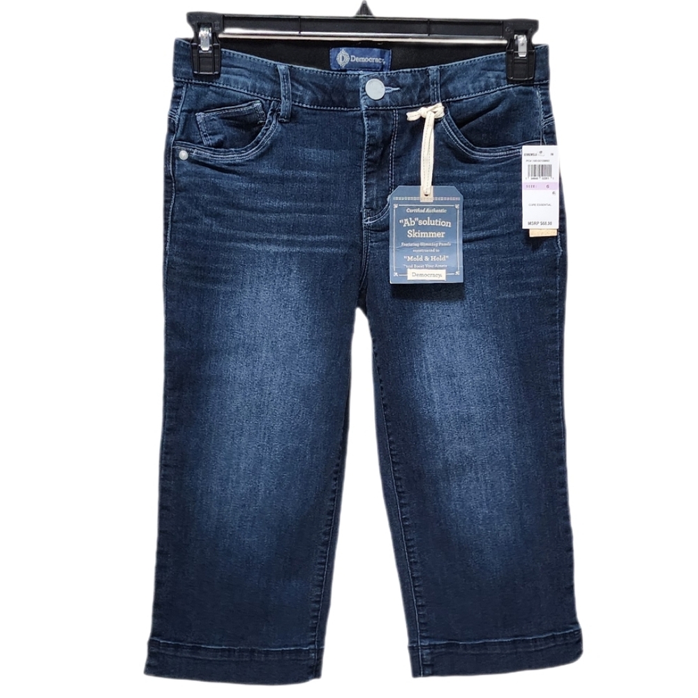 Democracy Skimmer Capri Jeans Stretch Mid-rise Ab Solution Indigo Size 4, 6.